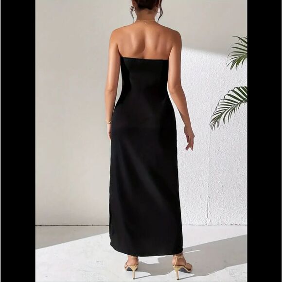 🆕💐White Lily Print Strapless Midi Dress - Picture 2 of 4